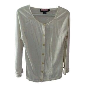 Vineyard Vines Size Small Off White Ruffle Trim Cuffs Silk/Cashmere/Cotton Blend